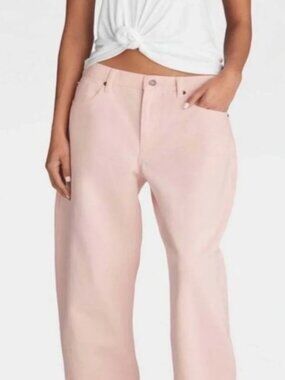 KBB by Kahlani Mid-Rise Barrel Leg 'The Kahlana Jean' - Light Pink
